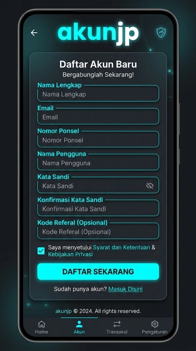 Panduan Registrasi Akun Baru akunjp di Indonesia