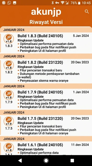 Riwayat Versi Aplikasi akunjp untuk Android
