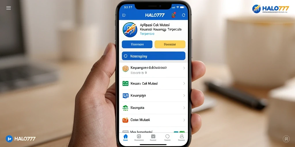 Antarmuka aplikasi HALO777 yang menampilkan mutasi keuangan.