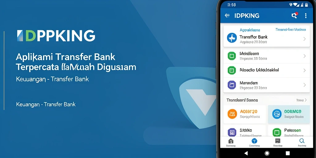 Tampilan antarmuka utama aplikasi IDPKING untuk Transfer Bank.