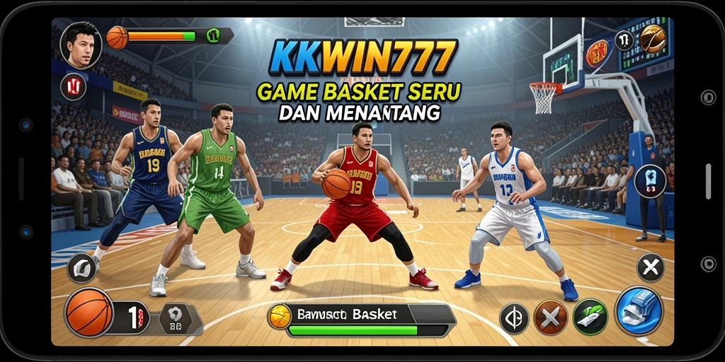 Antarmuka utama KKWIN777 menampilkan aksi basket yang seru dan dinamis.