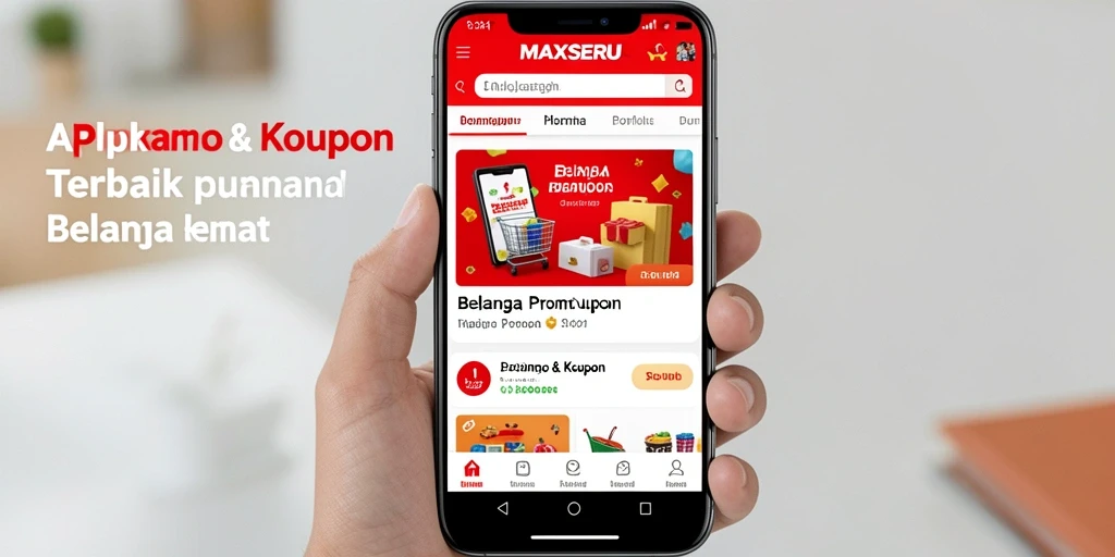 Antarmuka aplikasi MAXSERU dengan berbagai penawaran menarik.