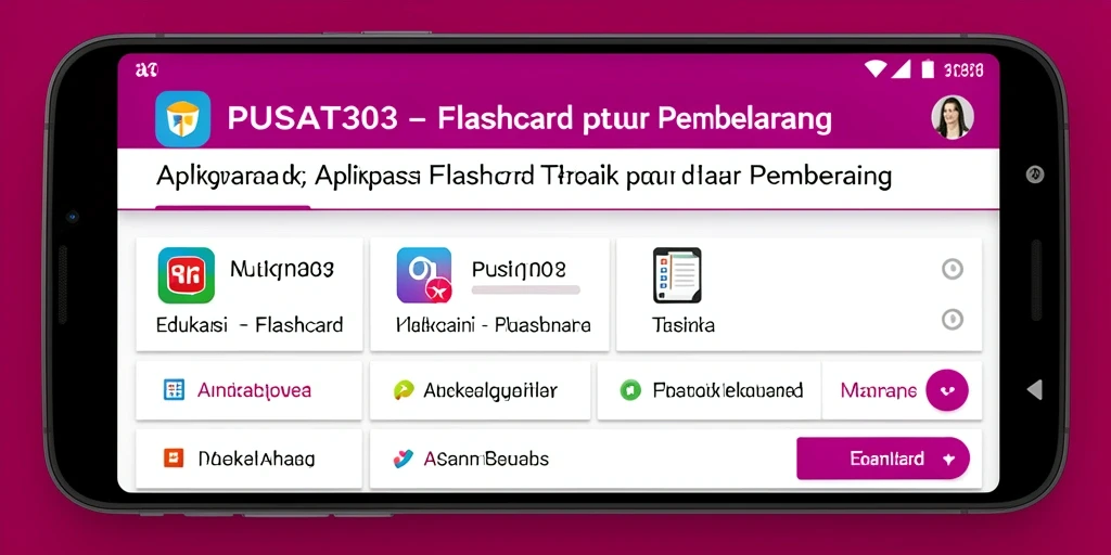 Antarmuka aplikasi Flashcard PUSAT303 yang interaktif dan menarik.