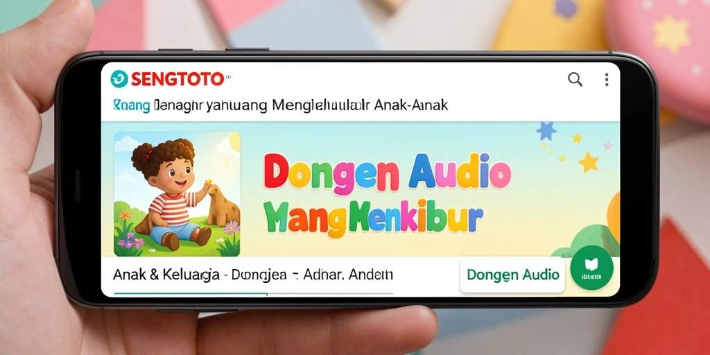 Tampilan antarmuka SENGTOTO yang menarik dengan pilihan dongeng audio.