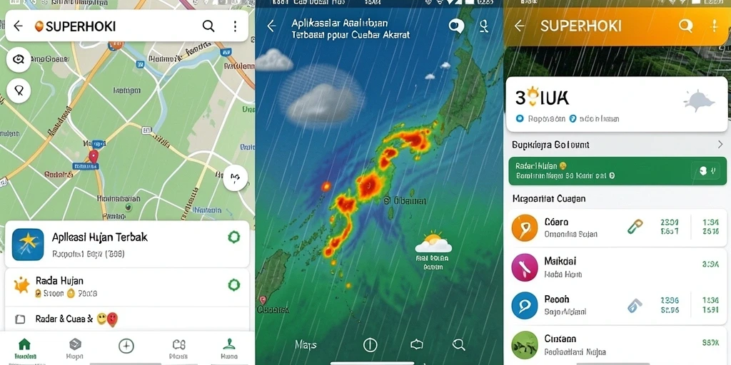 Antarmuka aplikasi SUPERHOKI menampilkan radar hujan yang jelas dan informatif.